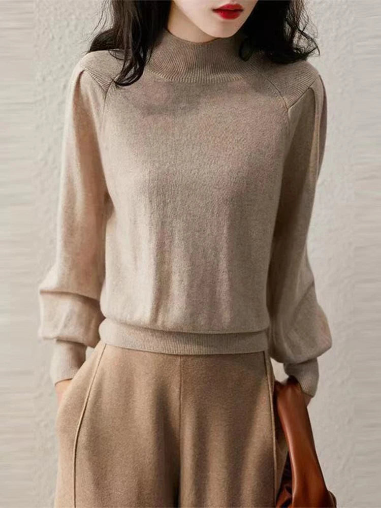 Women's Acrylic Turtleneck Full Sleeves Solid Pattern Sweater