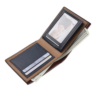 Men's PU Leather Patchwork Pattern Card Holder Trendy Wallets