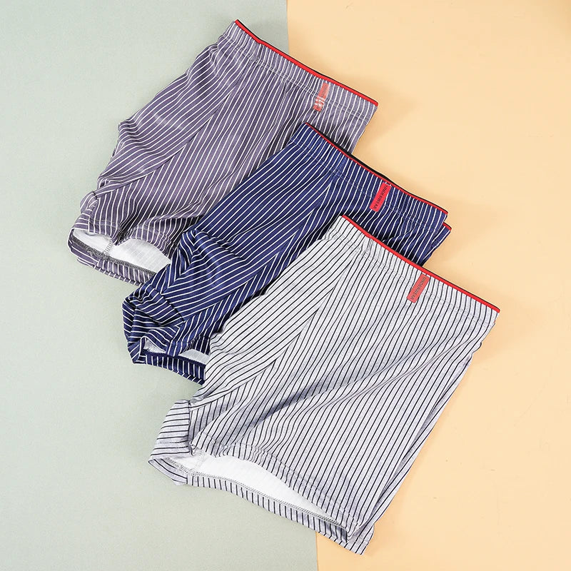 Men's Spandex Quick-Dry Striped Pattern Underpants Boxer Shorts