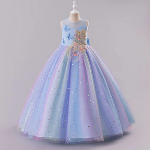 Baby Girl's Polyester Sleeveless Sequined Pattern Princess Dress