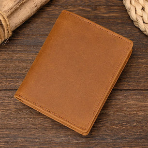 Men's Genuine Leather Solid Pattern Card Holder Trendy Wallets