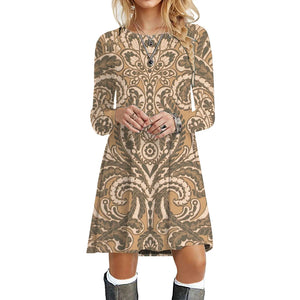 Women's Polyester O-Neck Long Sleeves Mini Casual Wear Dress