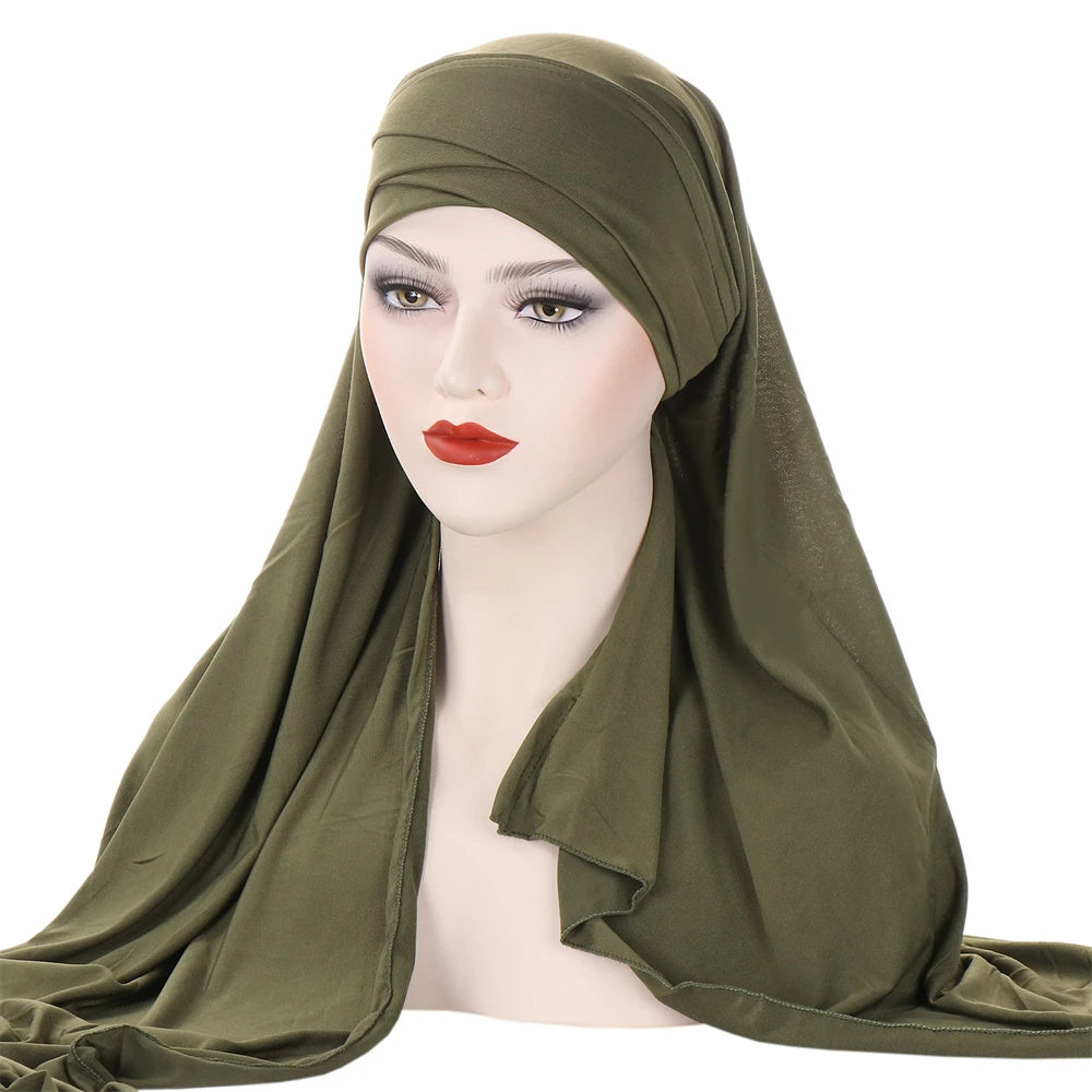 Women's Arabian Polyester Head Wrap Solid Pattern Elegant Hijabs