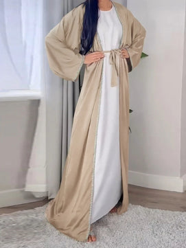 Women's Arabian Polyester Full Sleeve Solid Pattern Casual Abaya