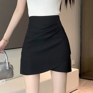 Women's Polyester Elastic High Waist Solid Pattern Casual Skirts