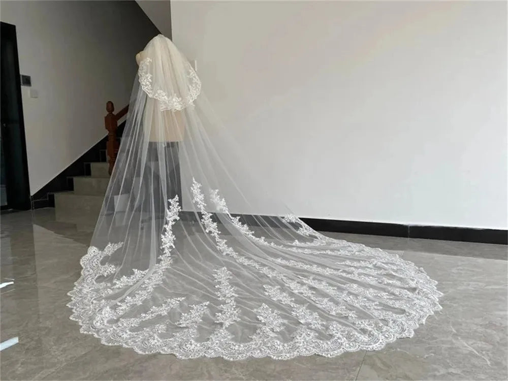 Women's Polyester Applique Edge Two-Layer Bridal Wedding Veils