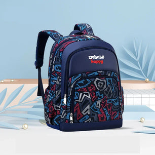 Kid's Nylon Zipper Closure Printed Pattern Trendy School Backpack