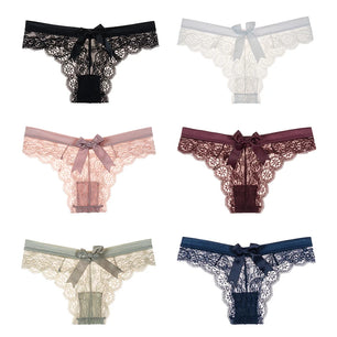 Women's 6 Pcs Spandex Low Waist Breathable Lace Pattern Panties