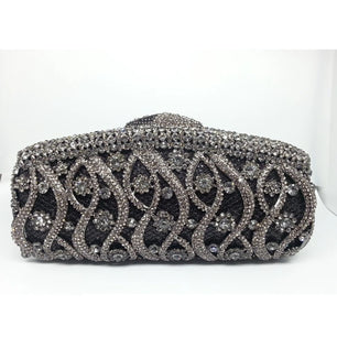 Women's Metallic Hasp Closure Rhinestone Bridal Wedding Clutch