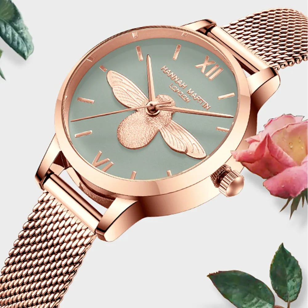 Women's Alloy Case Folding Clasp Luxury Round Shaped Classic Watch