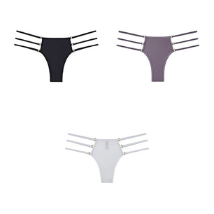 Women's 3 Pcs Spandex Low Waist Breathable Solid Pattern Panties