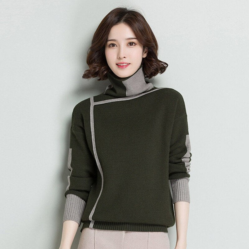 Women's Acrylic Turtleneck Full Sleeve Casual Wear Knitted Sweater