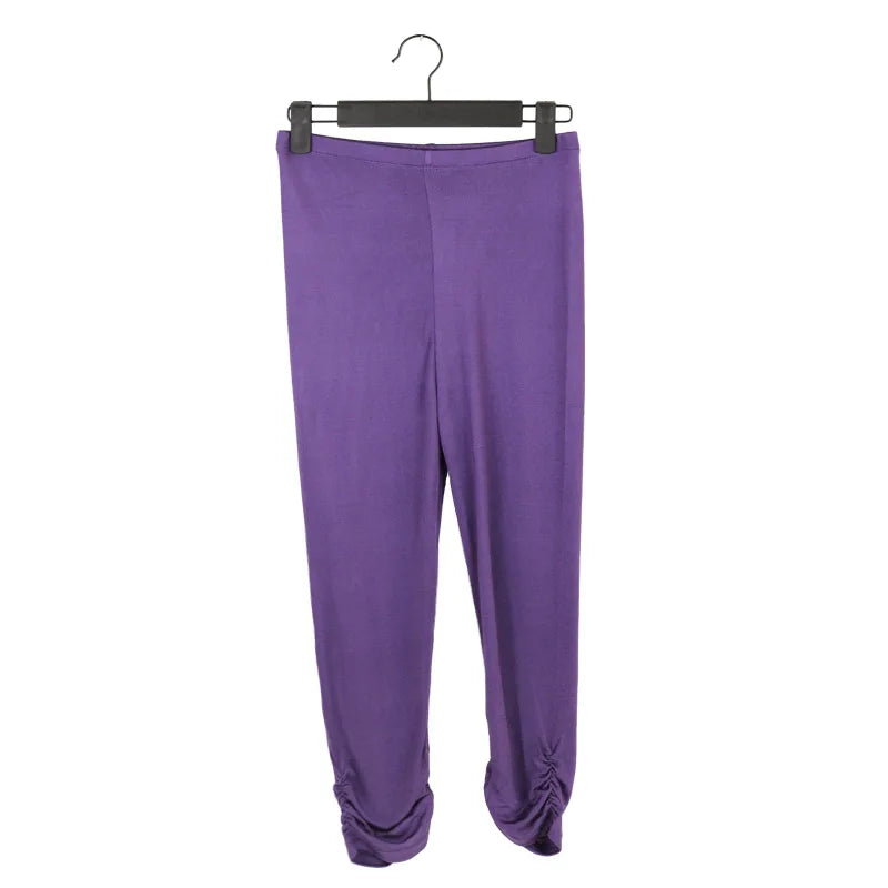 Women's Silk Elastic Closure Mid Waist Double-Sided Casual Pants