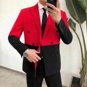 Men's Notched Collar Long Sleeve Single Button Closure Blazers