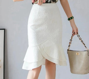 Women's Polyester High Waist Solid Pattern Casual Wear Skirts