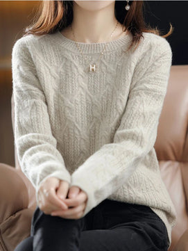 Women's Acrylic O-Neck Long Sleeve Knitted Casual Wear Sweater