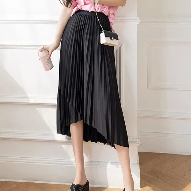 Women's Polyester High Waist Pleated Pattern Casual Wear Skirts