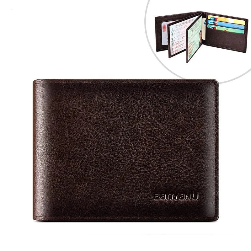 Men's Genuine Leather Letter Pattern Card Holder Trendy Wallet