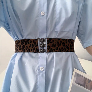 Women's Spandex Buckle Closure Leopard Pattern Trendy Belts