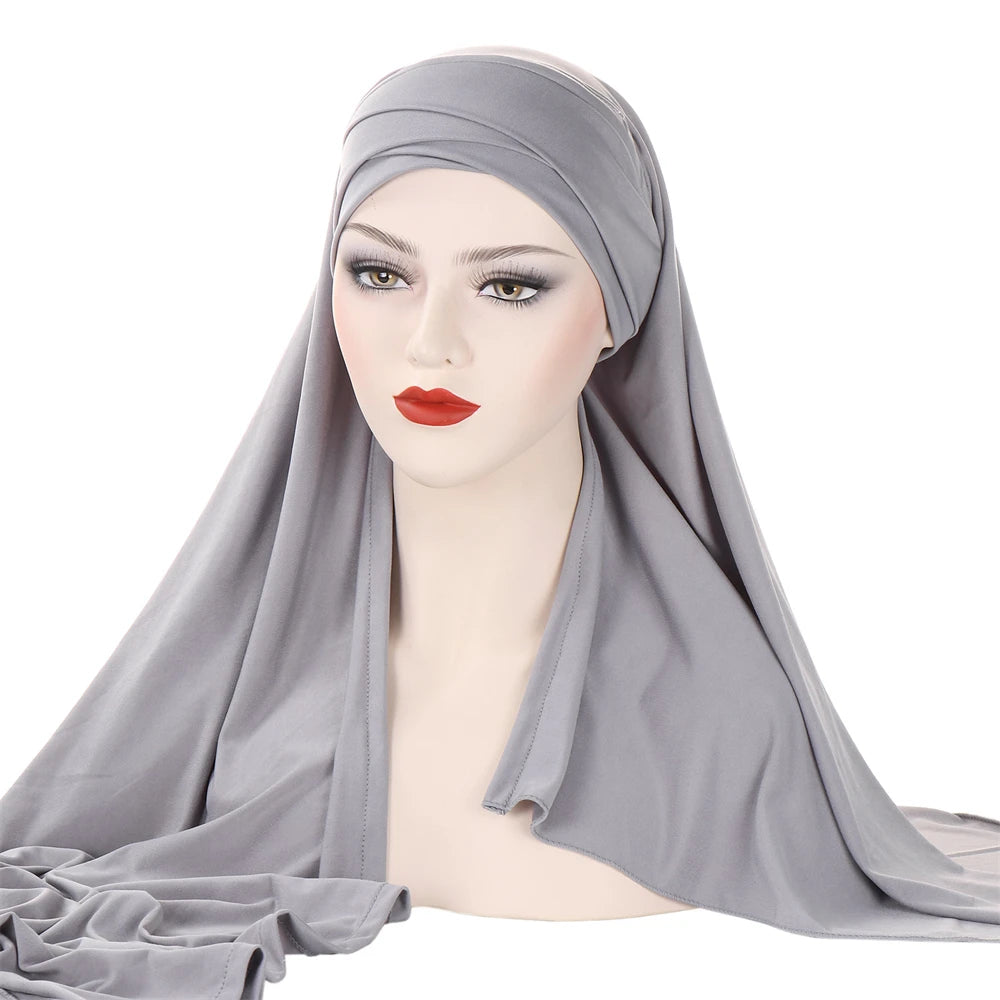 Women's Arabian Polyester Head Wrap Solid Pattern Elegant Hijabs