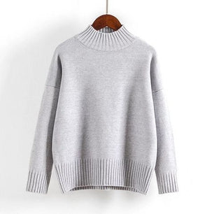 Women's Mock Neck Acrylic Full Sleeves Casual Wear Pullover Sweater