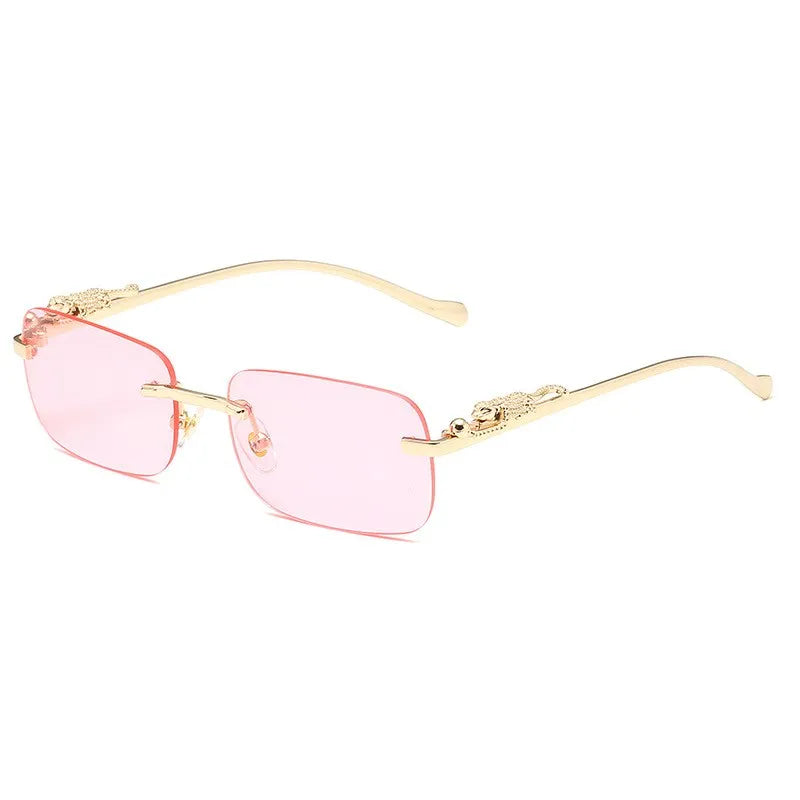 Women's Alloy Frame Rectangle Shape Luxury UV Shades Sunglasses