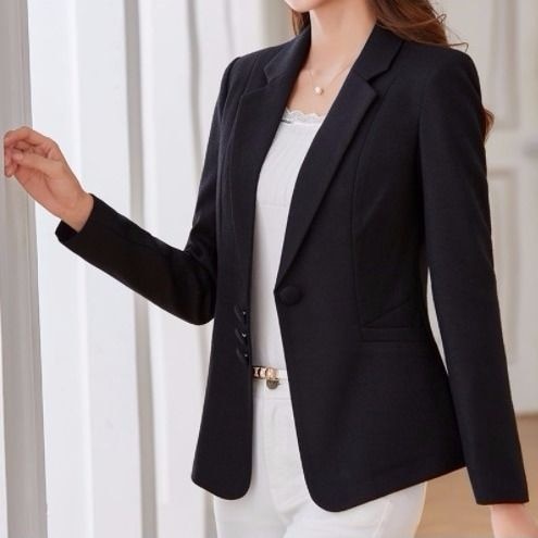 Women's Cotton Lapel Collar Single Breasted Solid Elegant Blazers