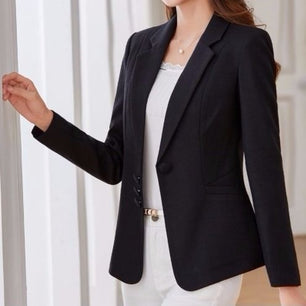 Women's Cotton Lapel Collar Single Breasted Solid Elegant Blazers