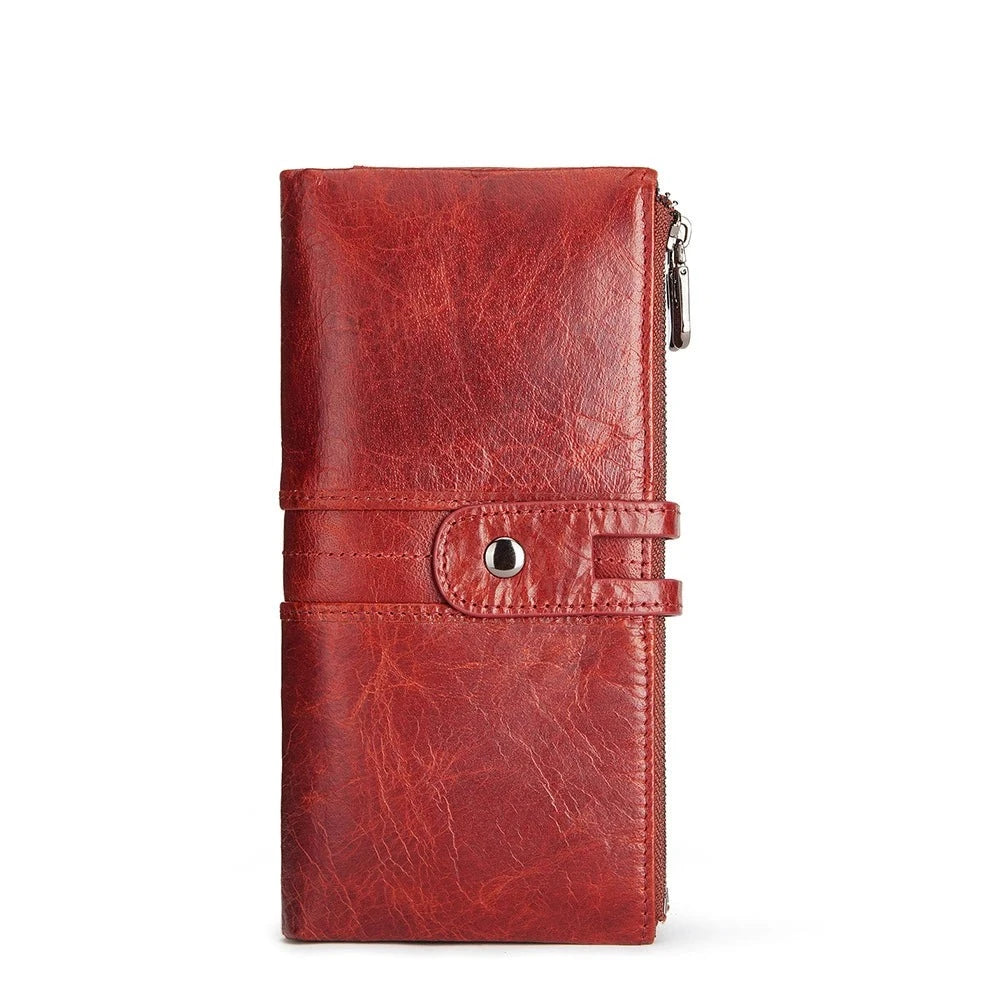 Men's Genuine Leather Hasp Closure Solid Pattern Trendy Wallets