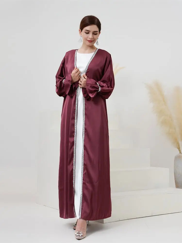 Women's Arabian V-Neck Polyester Full Sleeve Plain Pattern Abaya