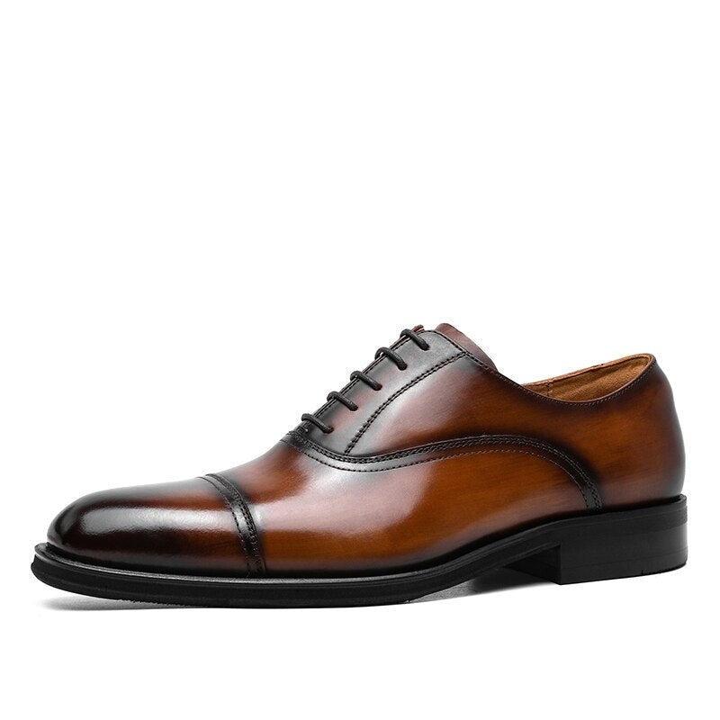 Men's Genuine Leather Pointed Toe Lace-Up Closure Formal Shoes