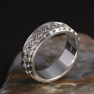 Men's 100% 925 Sterling Silver Round Pattern Trendy Rotating Ring