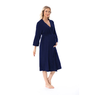 Women's Spandex V-Neck Long Sleeve Solid Pattern Maternity Dress