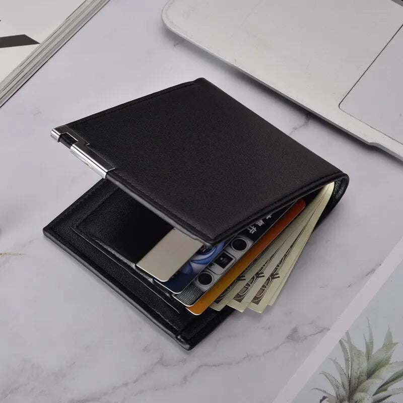 Men's PU Leather Solid Pattern Card Holder Mini Trendy Wallets