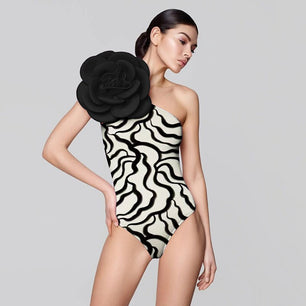 Women's Polyester Printed Pattern One Piece Bathing Swimwear