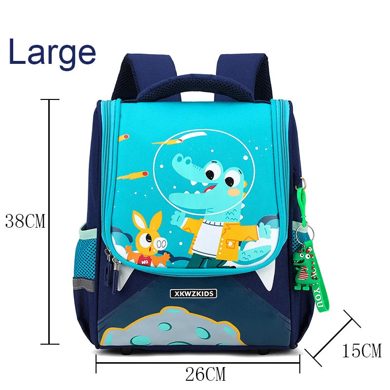 Kid's Nylon Zipper Closure Cartoon Pattern Trendy School Backpack