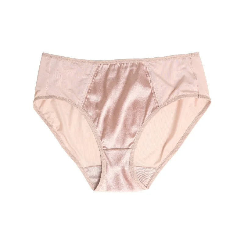 Women's 1 Pcs Silk Mid Waist Elastic Closure Breathable Panties