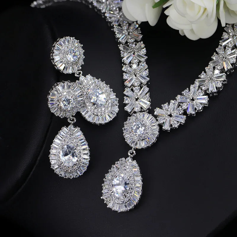 Women's Copper Alloy Cubic Zirconia Geometric Luxury Jewelry Set