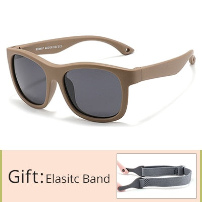 Kid's Acetate Frame Square Shape Polarized Flexible Sunglasses