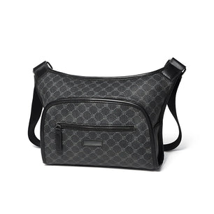 Men's PU Zipper Closure Letter Pattern Messenger Shoulder Bag