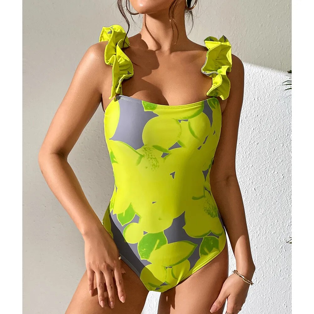 Women's Spandex Printed Pattern Quick-Dry One-Piece Swimwear