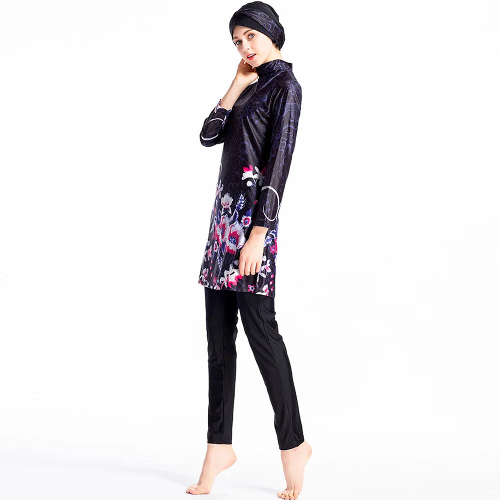 Women's Arabian Polyester Full Sleeves Modest Swimwear Dress