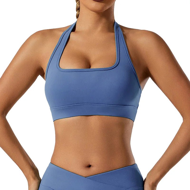 Women's Nylon Sleeveless Padded Fitness Yoga Workout Crop Top