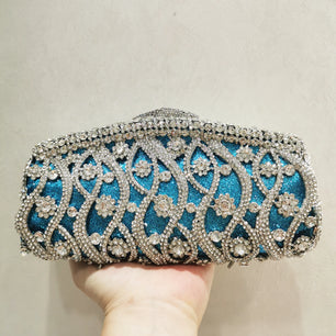 Women's Metallic Hasp Closure Rhinestone Bridal Wedding Clutch