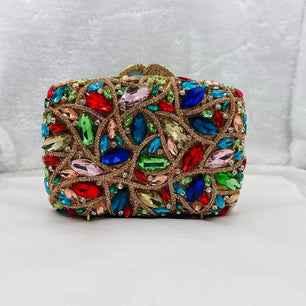 Women's Metallic Hasp Closure Rhinestone Bridal Wedding Clutch