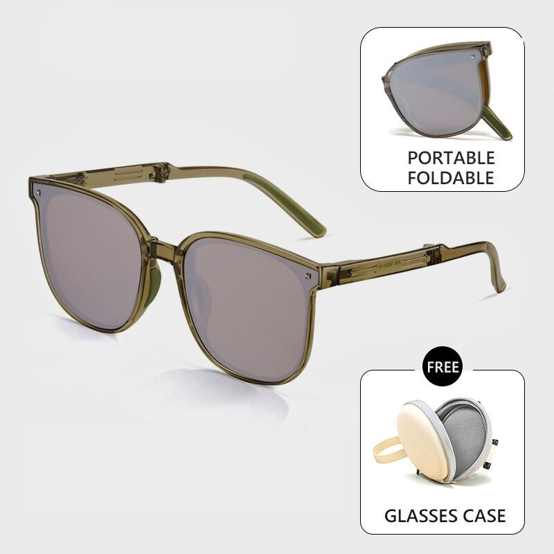 Women's Acetate Frame TAC Lens Square Shaped Foldable Sunglasses