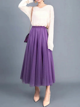 Women's Polyester Solid Pattern Quick-Dry Casual Wear Maxi Skirts