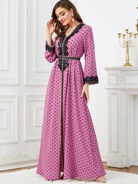 Women's Arabian Polyester Full Sleeves Embroidered Casual Dress