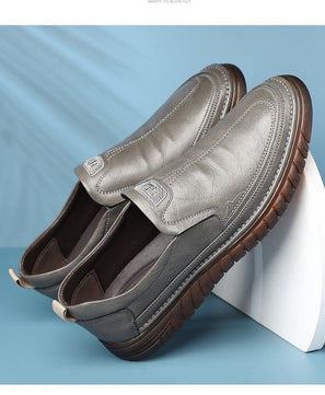 Men's Patent Leather Round Toe Slip-On Closure Casual Shoes