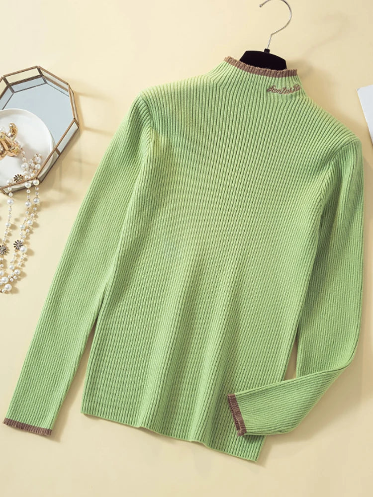 Women's Acrylic Turtleneck Full Sleeve Solid Pattern Sweater